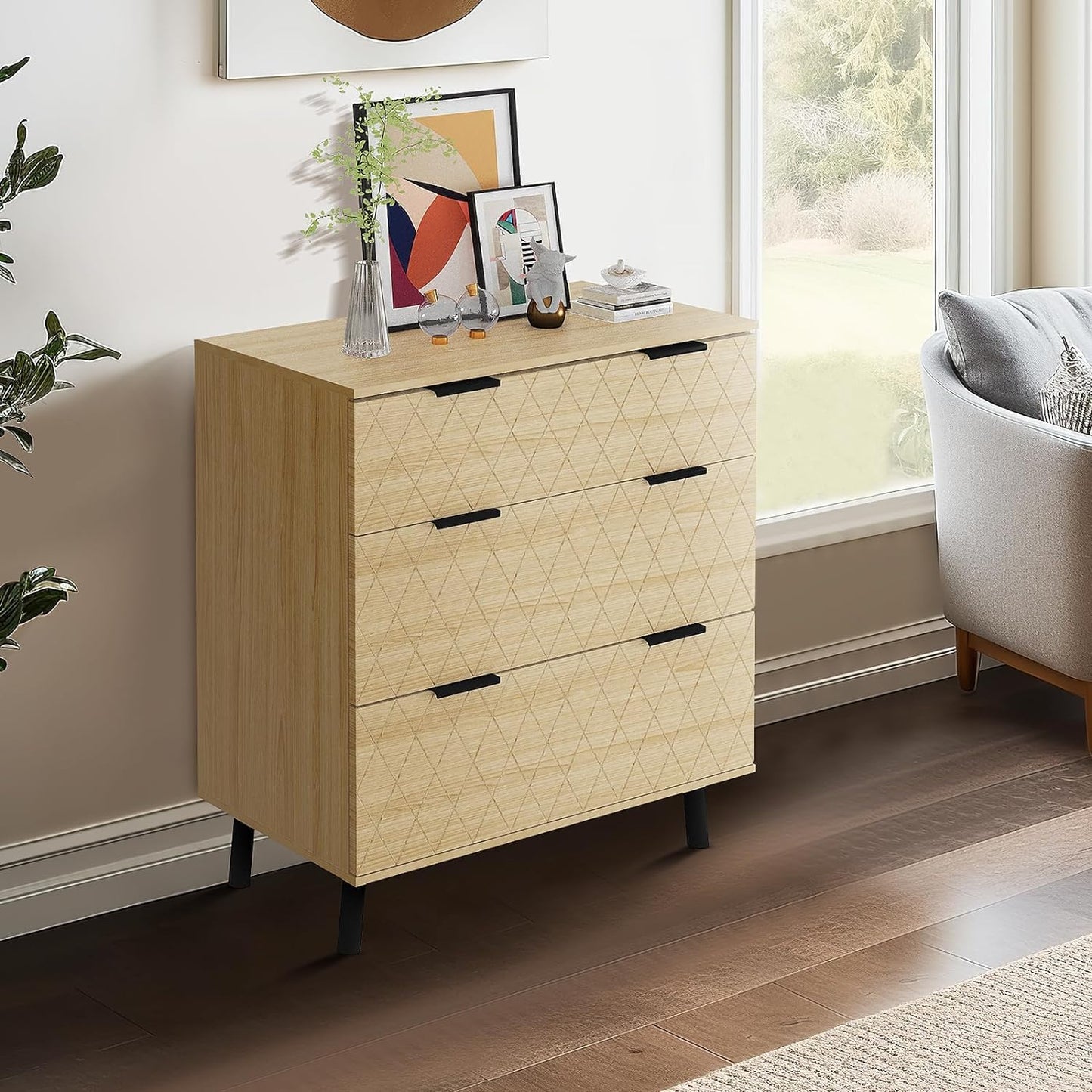 AWQM 3 Drawer Modern Dresser Large Capacity Drawers
