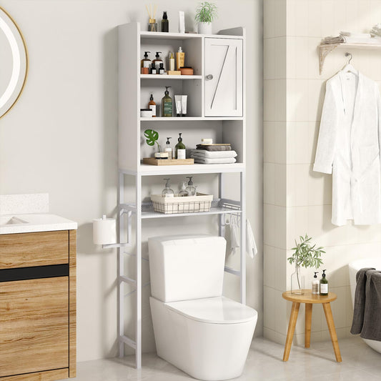 AWQM Wooden Single Door Above Toilet Space Saver Cabinet