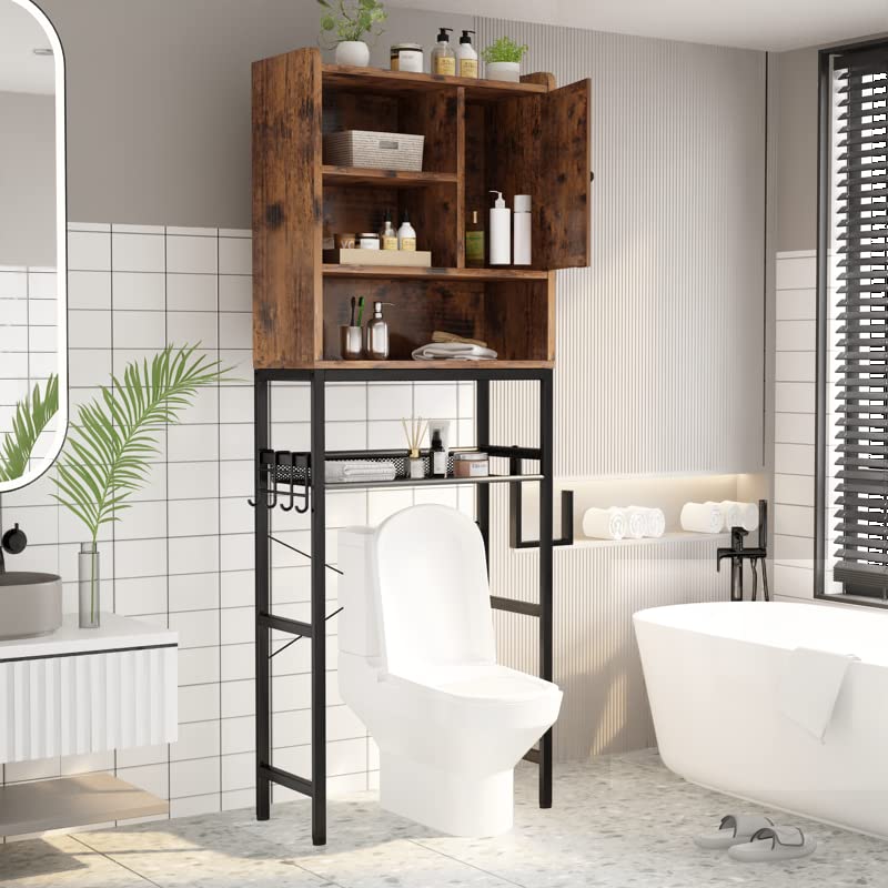 AWQM Wooden Single Door Above Toilet Space Saver Cabinet