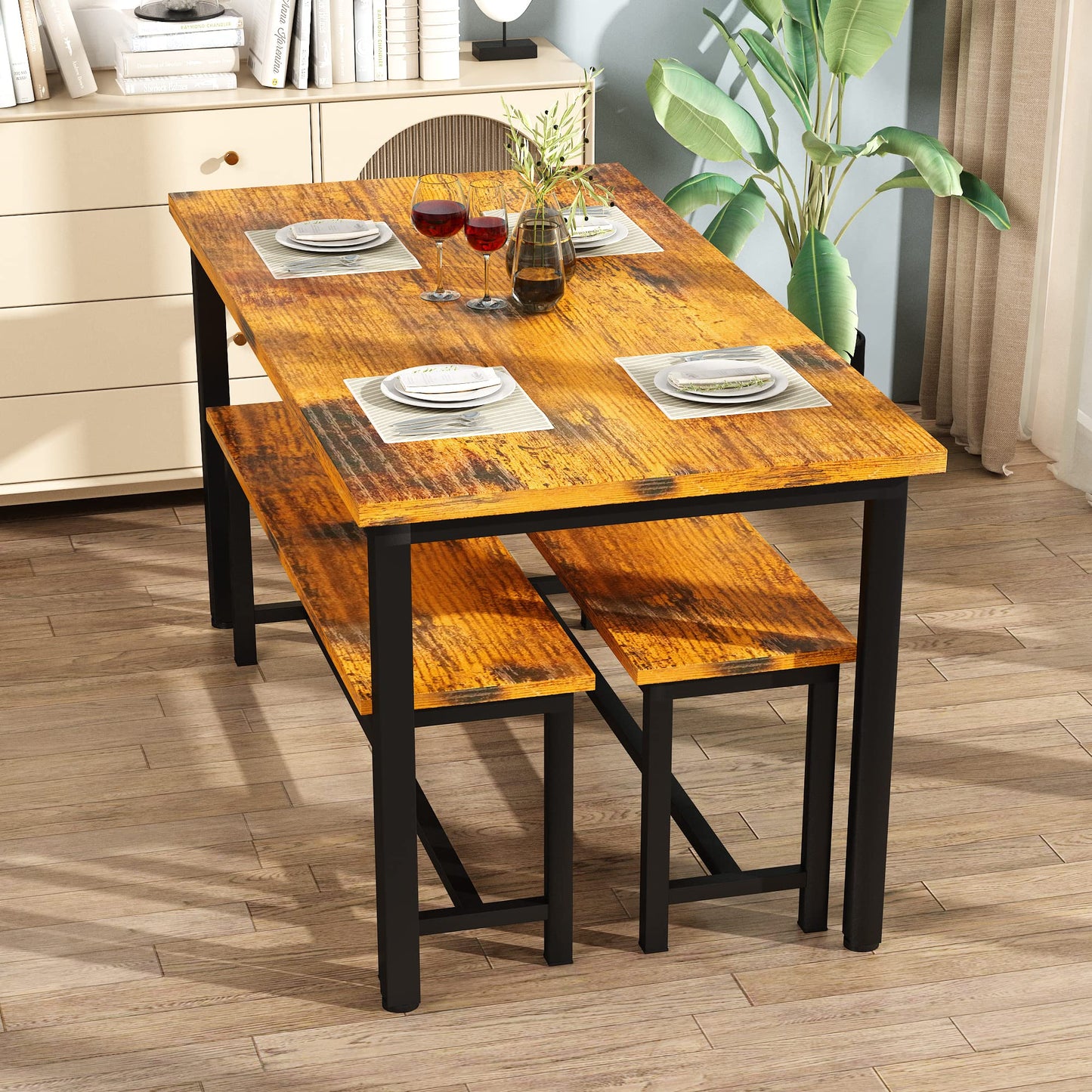 AWQM Industrial Wooden Kitchen Dining Set Dining Table for 2-4 People