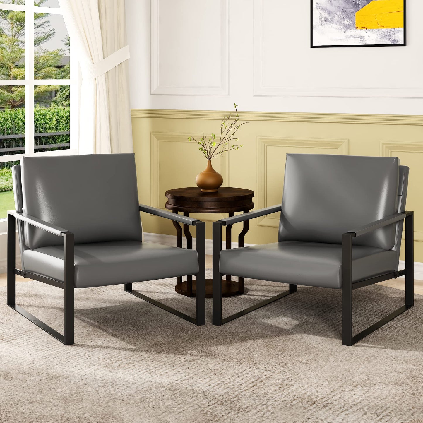 AWQM Leather Sofa Chair Thickened Upholstered Backrest Single Sofa Chair