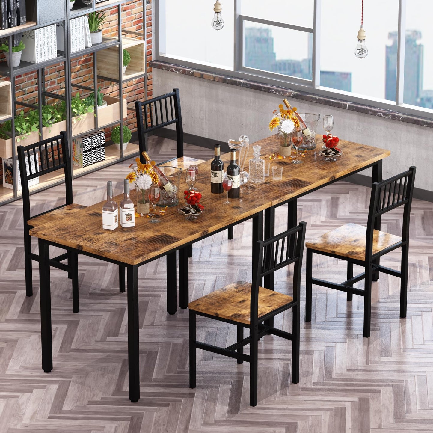 AWQM Small Industrial Kitchen Dining Table, 2 People