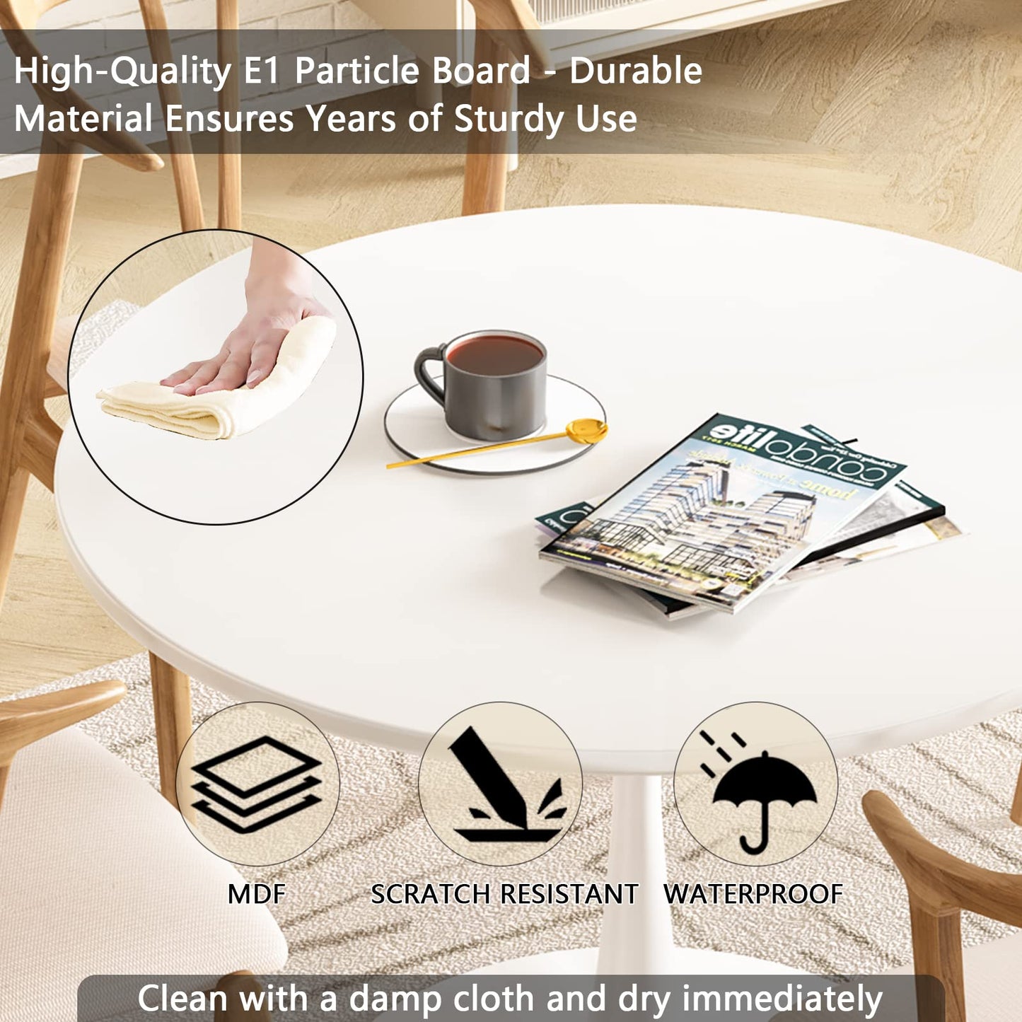 AWQM Round Dining Table, 31.5-Inch, Kitchen Table for 2-4 People