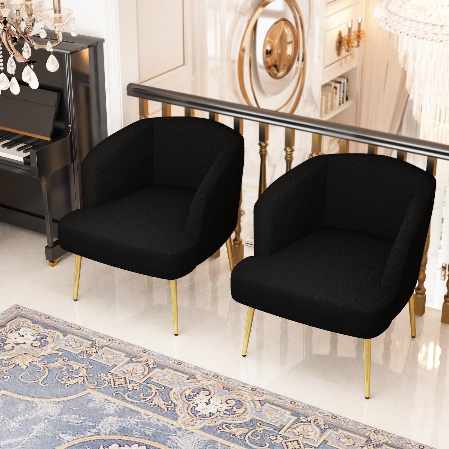 AWQM Sofa Chair with Armrests and Gold Legs