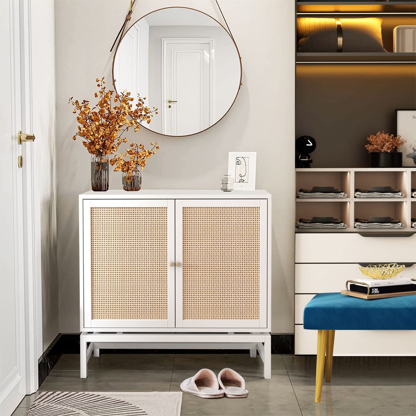 AWQM A rattan storage base cabinet, bathroom cabinet