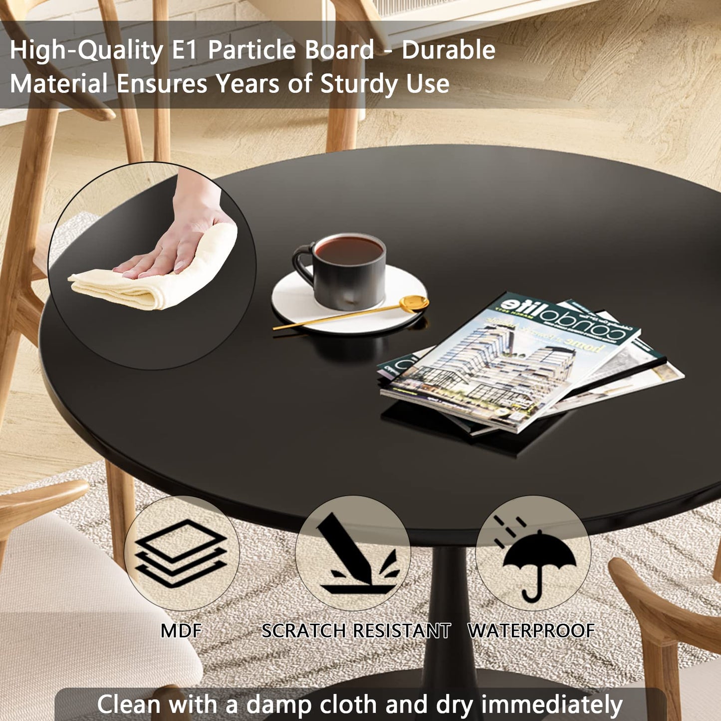AWQM Round Dining Table, 31.5-Inch, Kitchen Table for 2-4 People