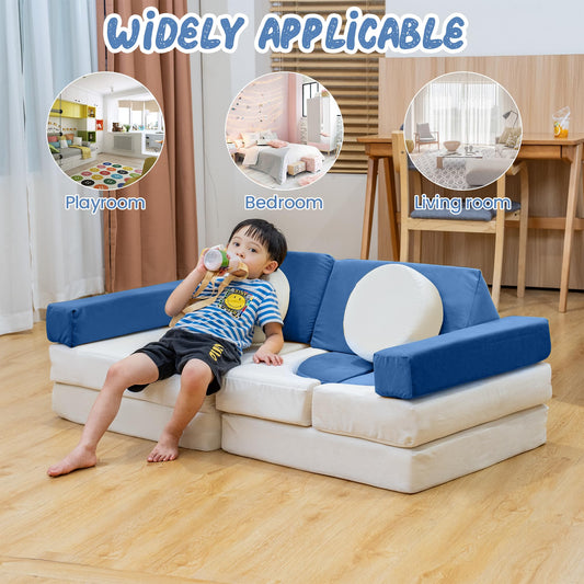 AWQM 13 Piece Modular Kids Play Sofa, Kids Sofa with Washable Velvet Cover