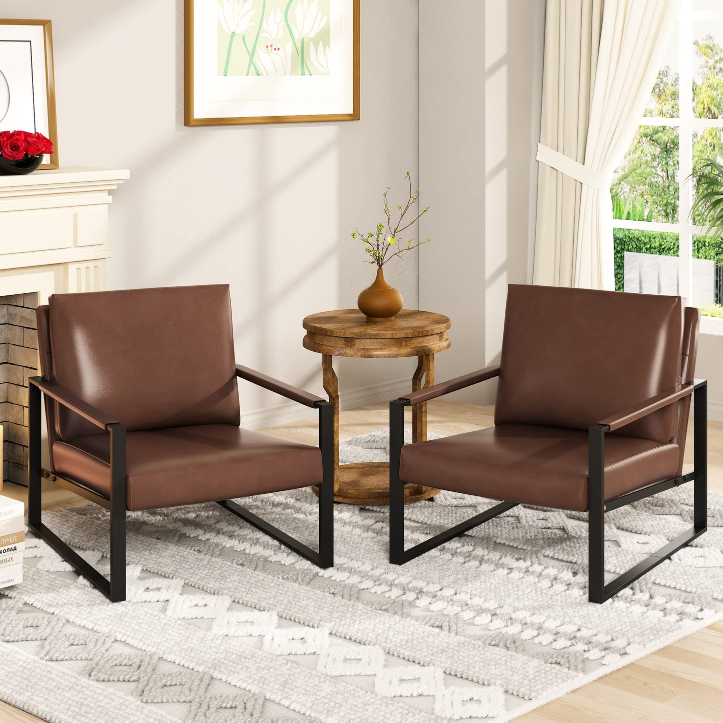 AWQM Leather Sofa Chair Thickened Upholstered Backrest Single Sofa Chair
