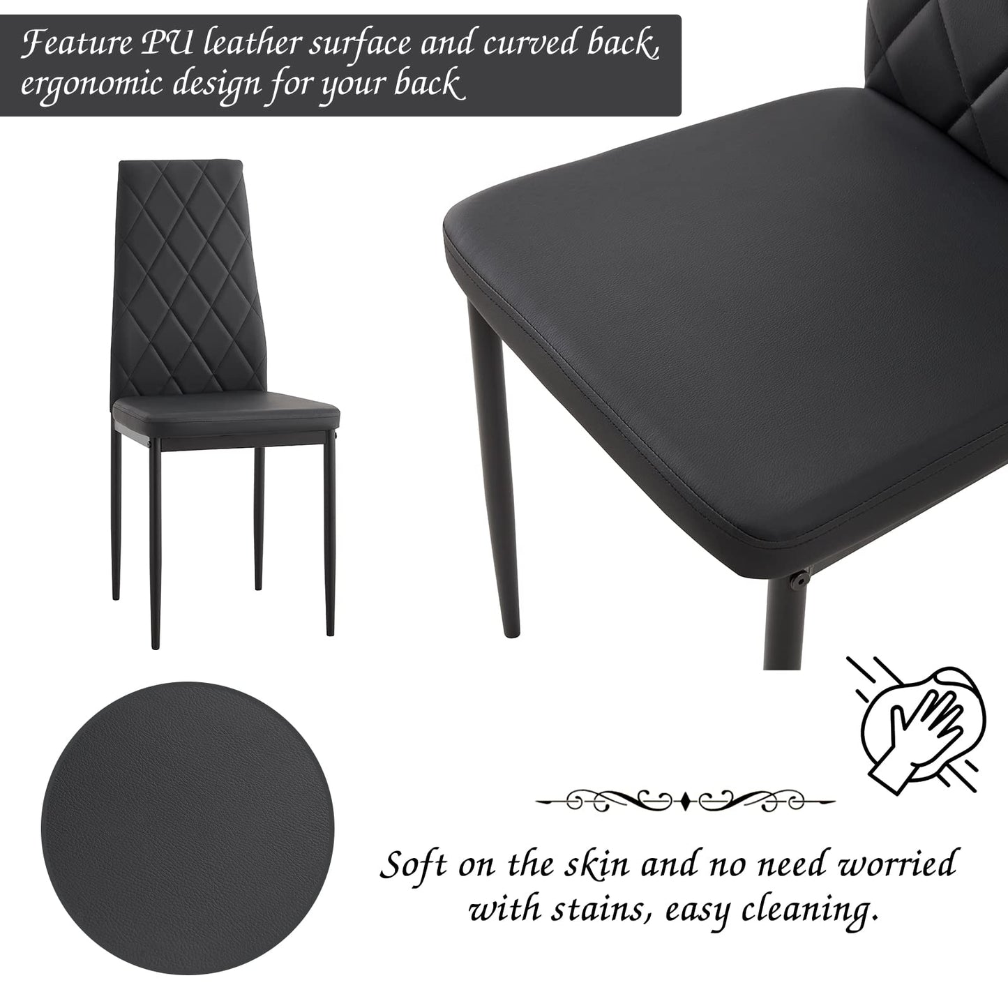 AWQM Tempered Glass Kitchen Dining Table 7 Piece Set 6 Dining Table