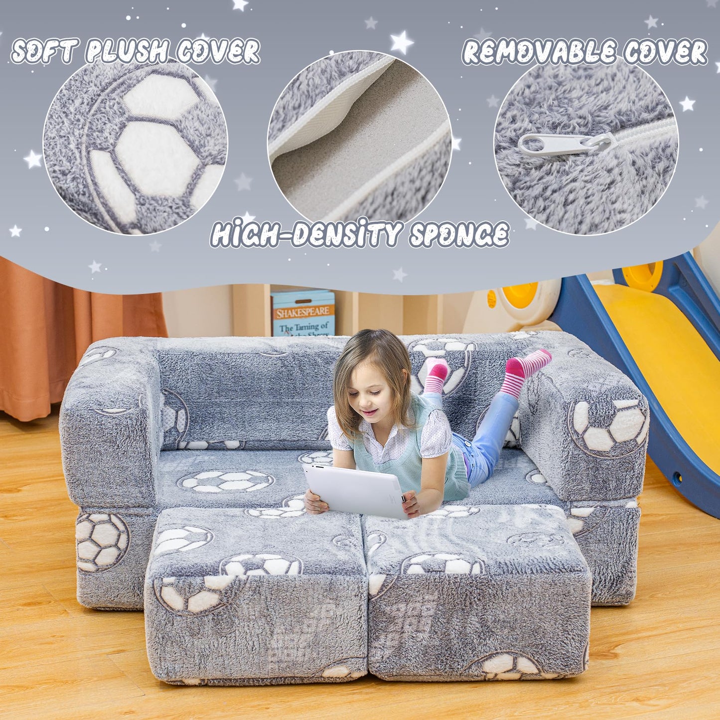 AWQM Foldable modular children's play sofa, glow-in-the-dark children's play sofa
