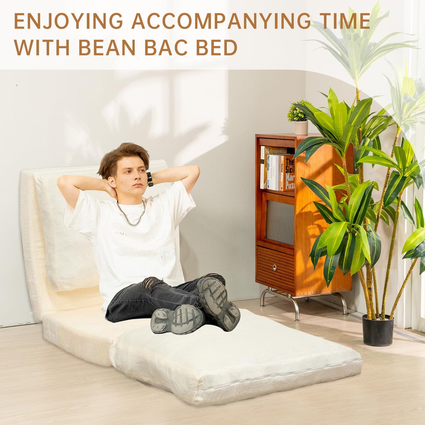 AWQM Bean Bag Bed Folding Sofa Bed, T Shape Folding Mattress