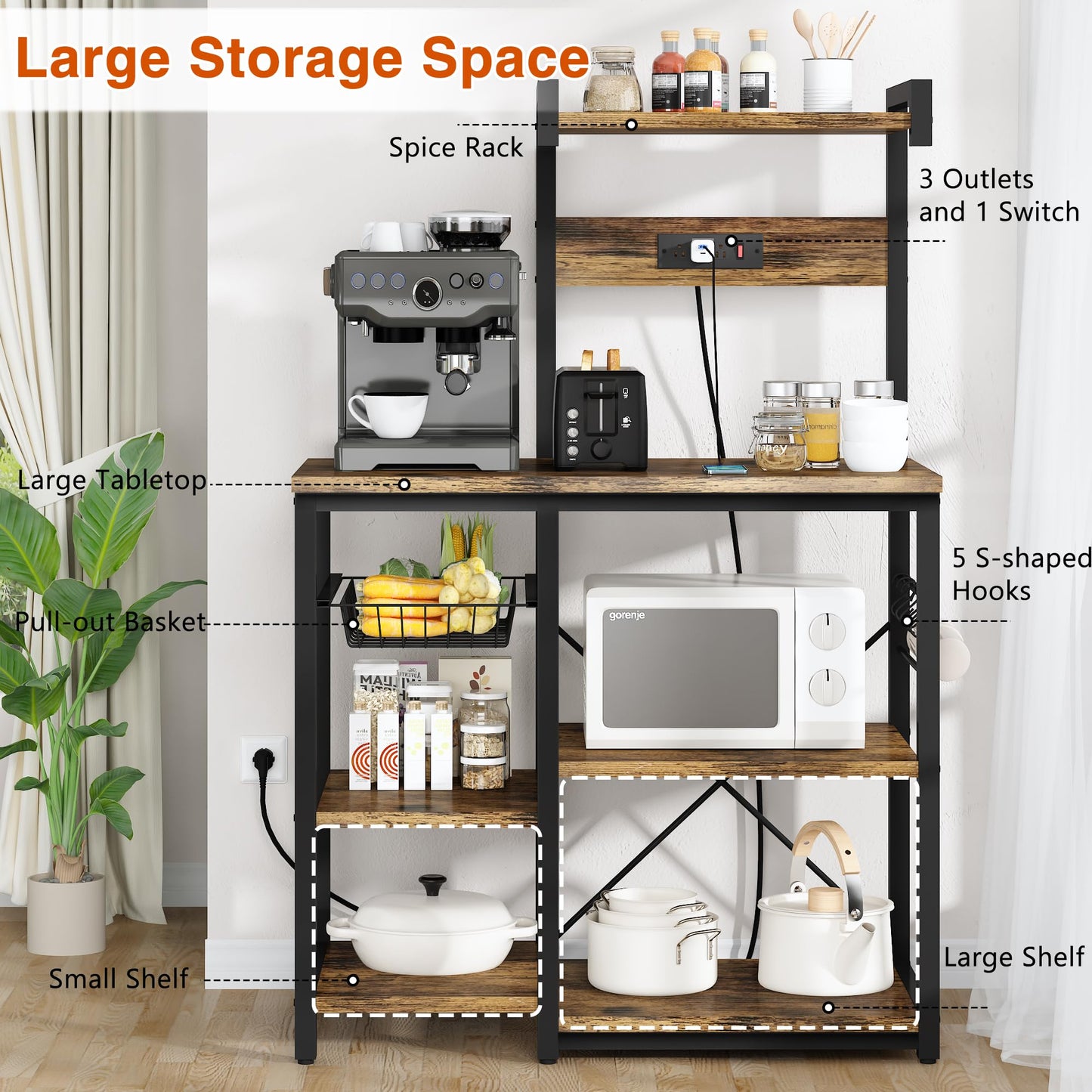 AWQM Storage Kitchen Baking Rack with Power Socket