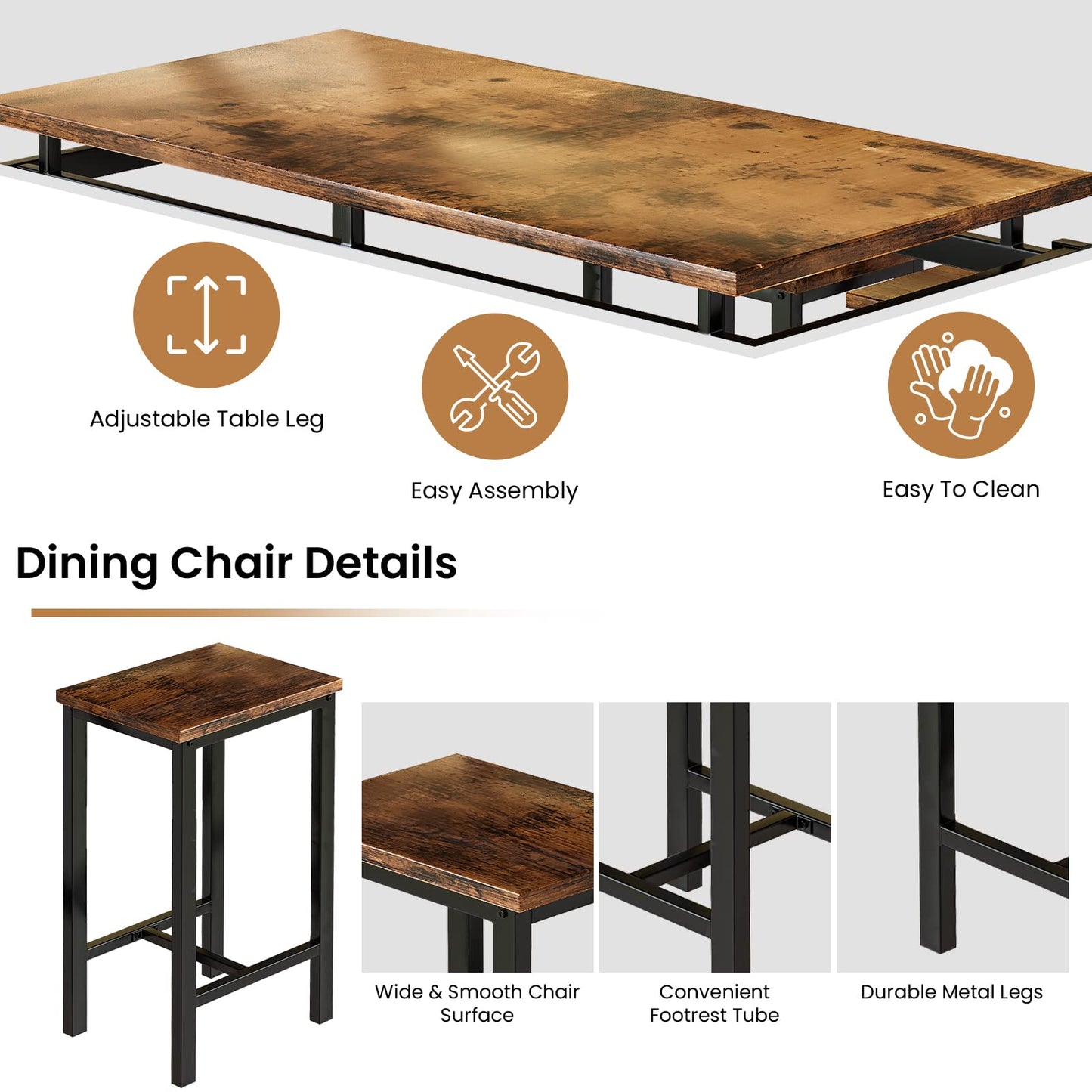 AWQM Modern Kitchen Dining Table and Chairs 4 Dining Table Set