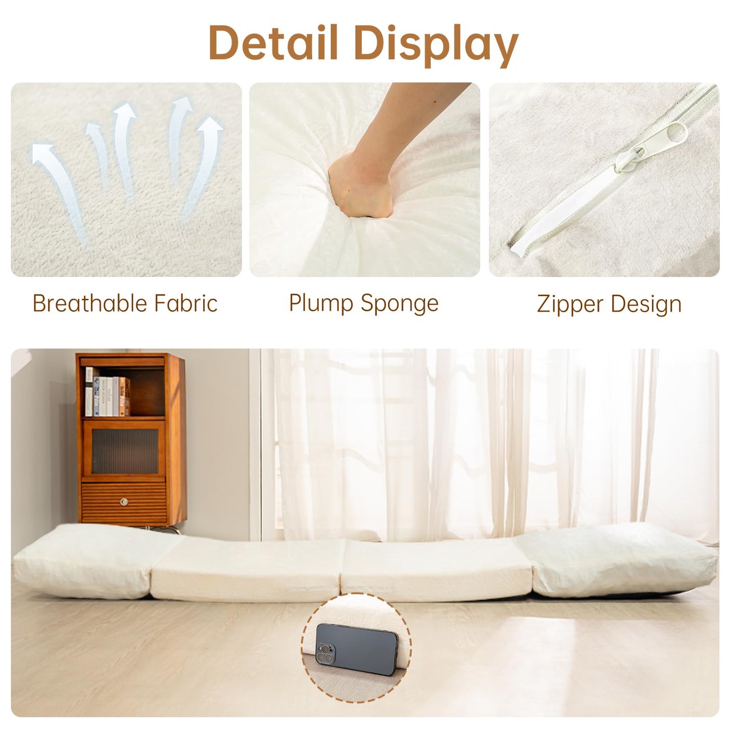 AWQM Bean Bag Bed Folding Sofa Bed, T Shape Folding Mattress