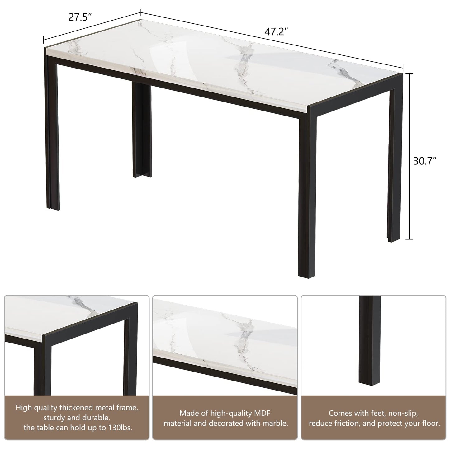 AWQM Marble Dining Table Set for 4 for 4 people