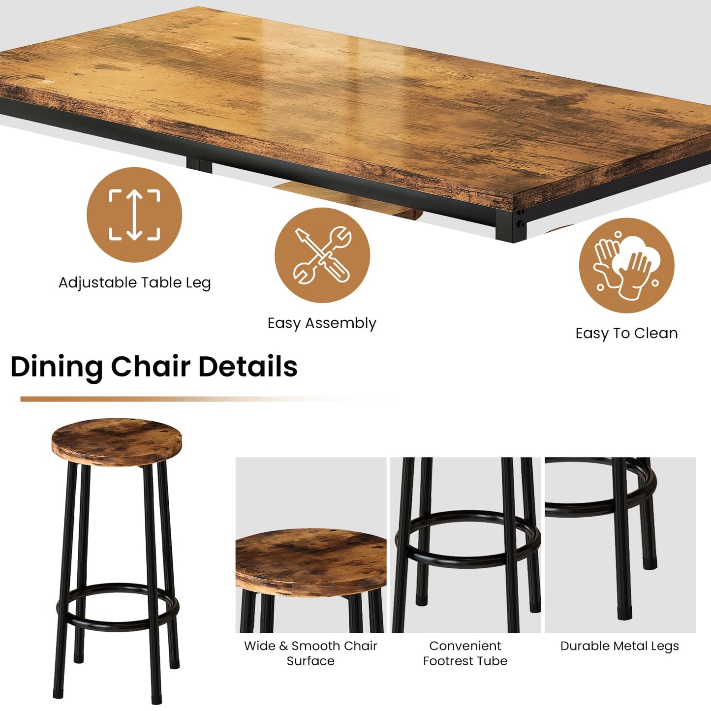 AWQM 4 Person Dining Table Set, Modern Kitchen Industrial Dining Table and Chairs