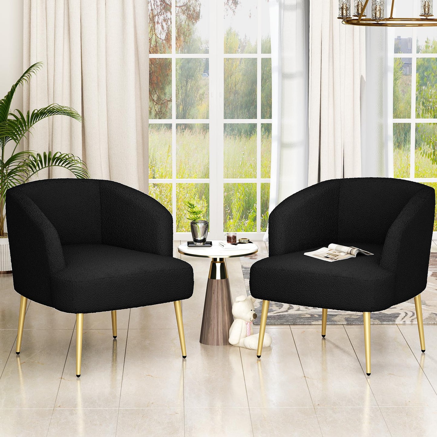 AWQM Sofa Chair with Armrests and Gold Legs