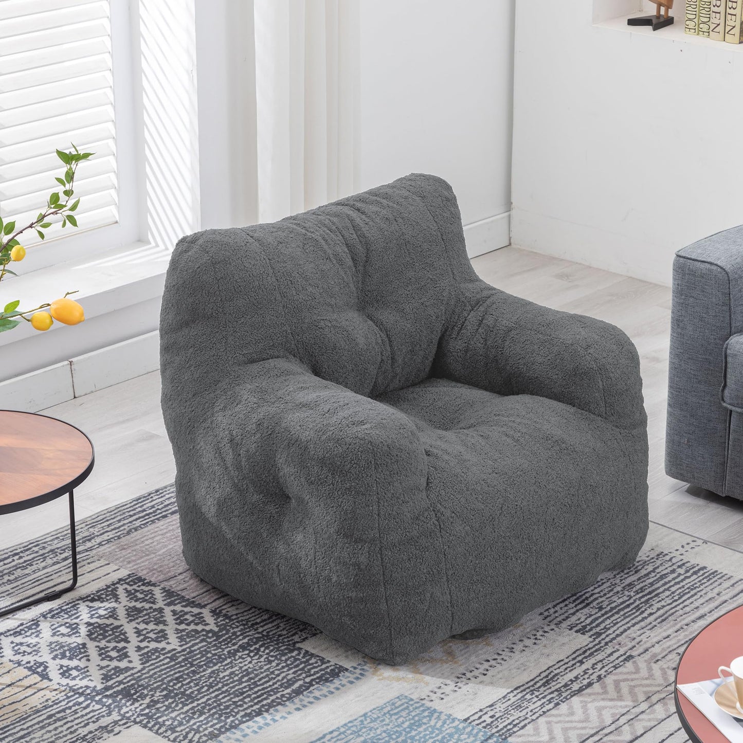 AWQM Bean Bag Chair, Tufted Soft Padded Bean Bag Chair, Lazy Susans