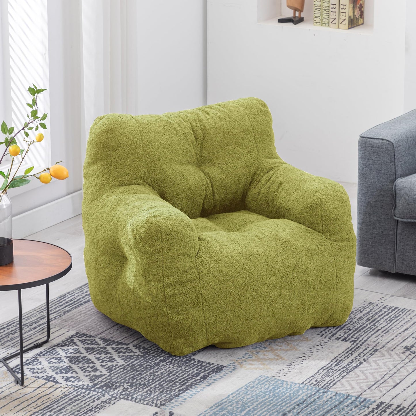 AWQM Bean Bag Chair, Tufted Soft Padded Bean Bag Chair, Lazy Susans
