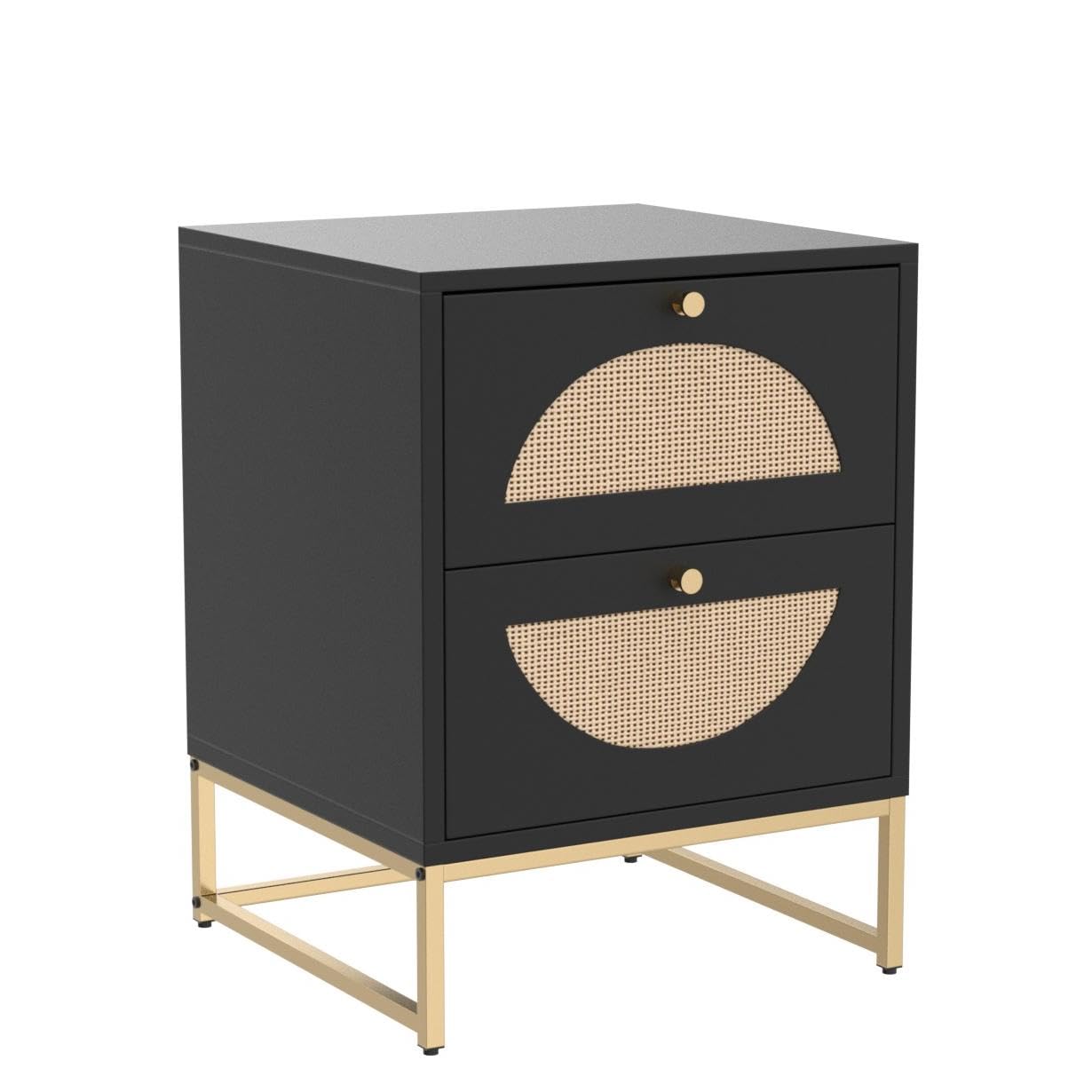 AWQM Rattan bedside table (set of 2), wooden coffee table