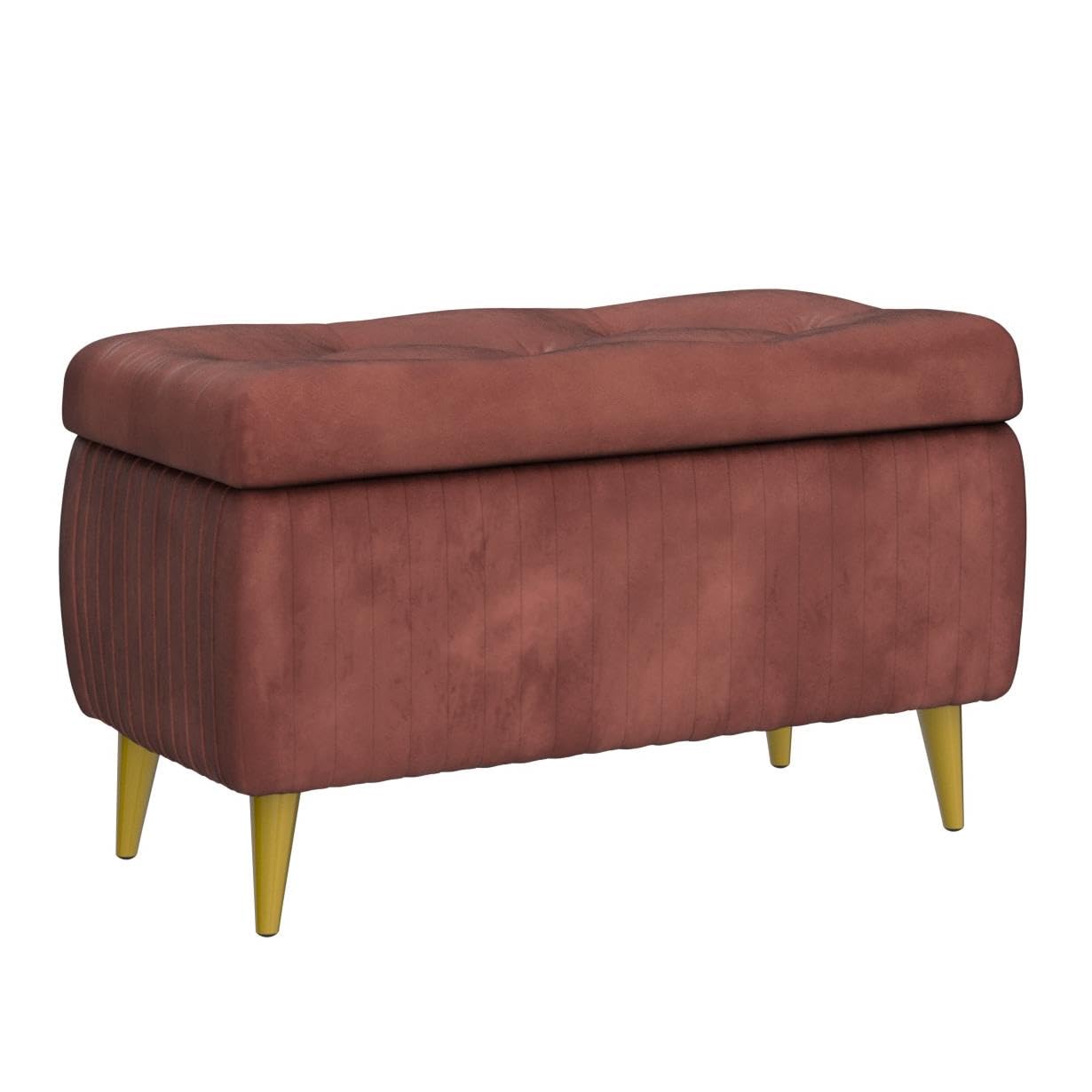 AWQM Tufted Storage Ottoman, Velvet Upholstered Storage Ottoman