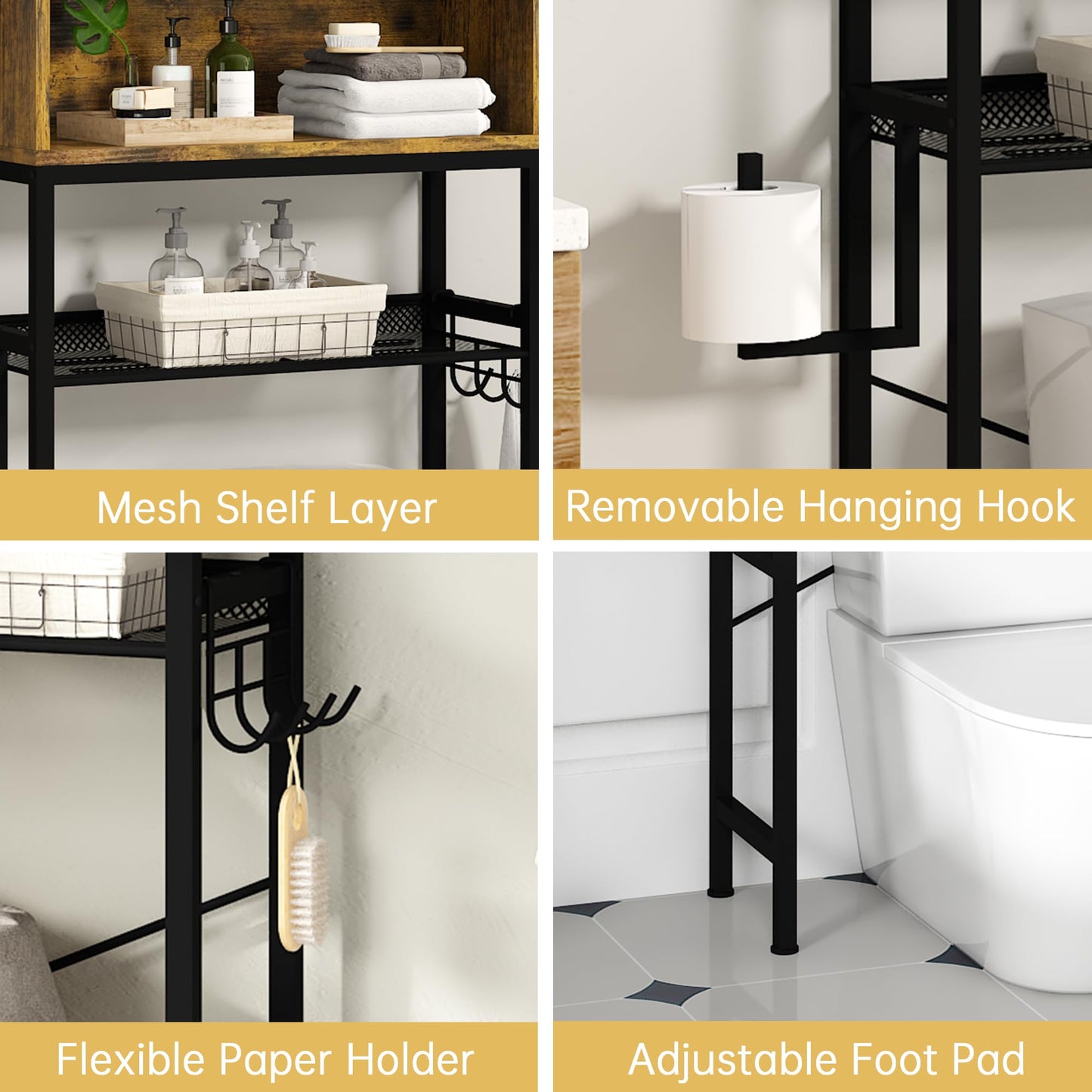 AWQM Industrial Wooden Above Toilet Storage Cabinet