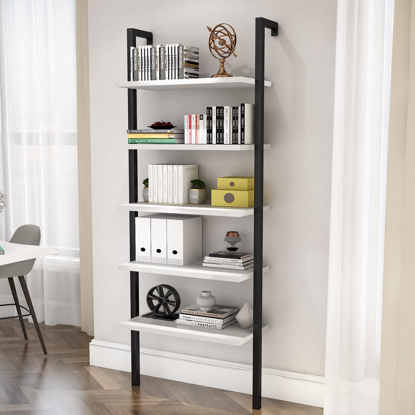 AWQM Wall Mounted Bookcase, 2 Piece Industrial Trapezoidal Bookcase