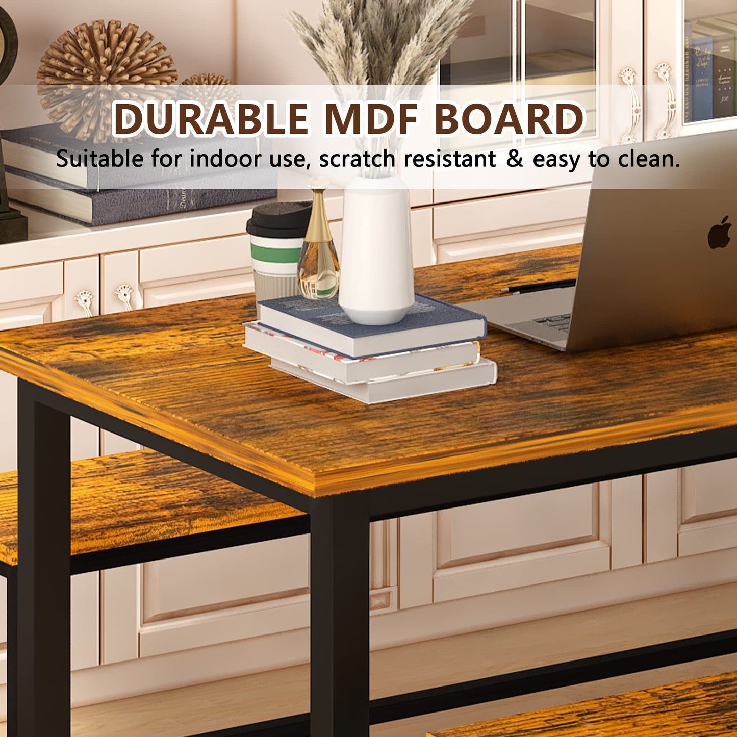 AWQM Industrial Wooden Kitchen Dining Set Dining Table for 2-4 People
