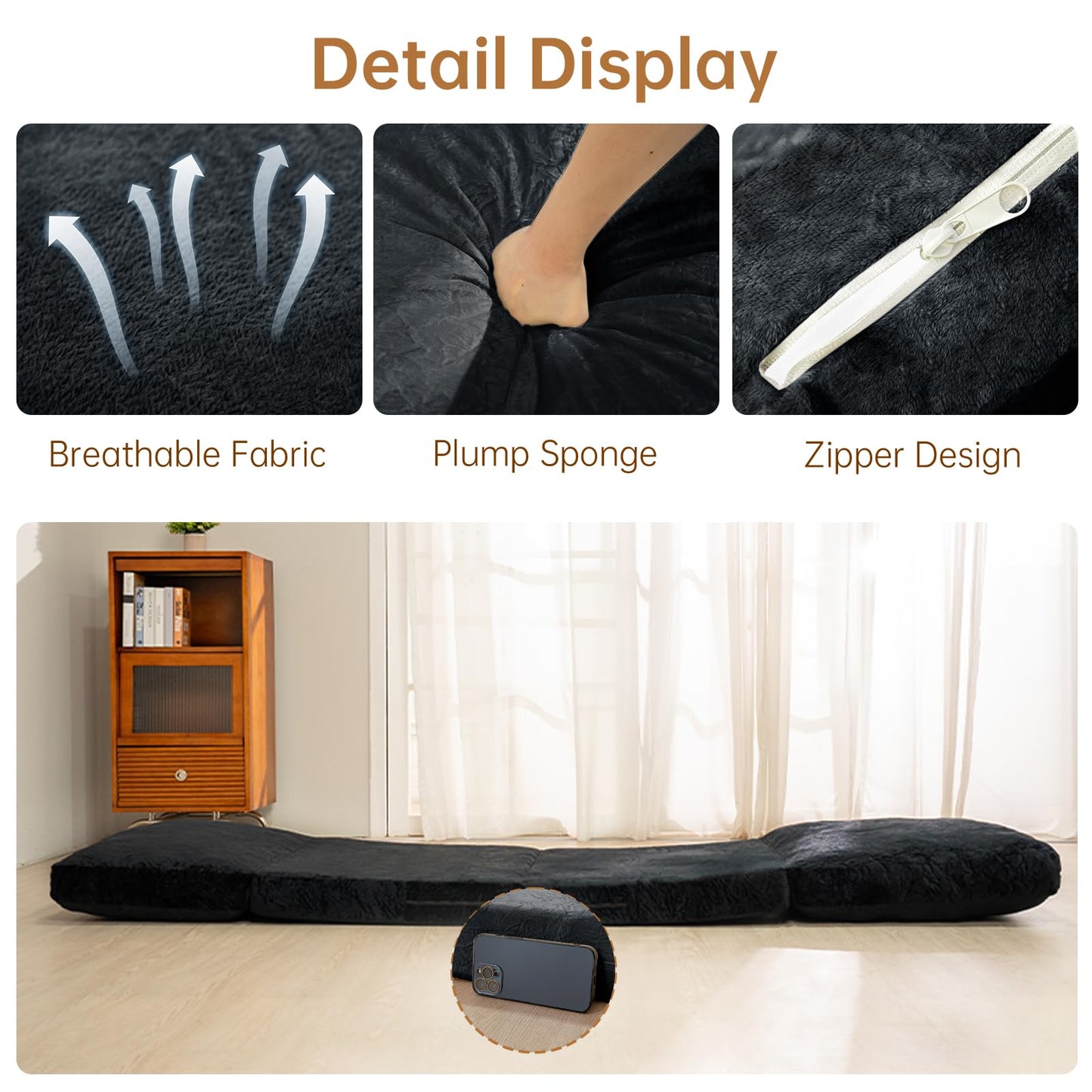 AWQM Bean Bag Bed Folding Sofa Bed, T Shape Folding Mattress