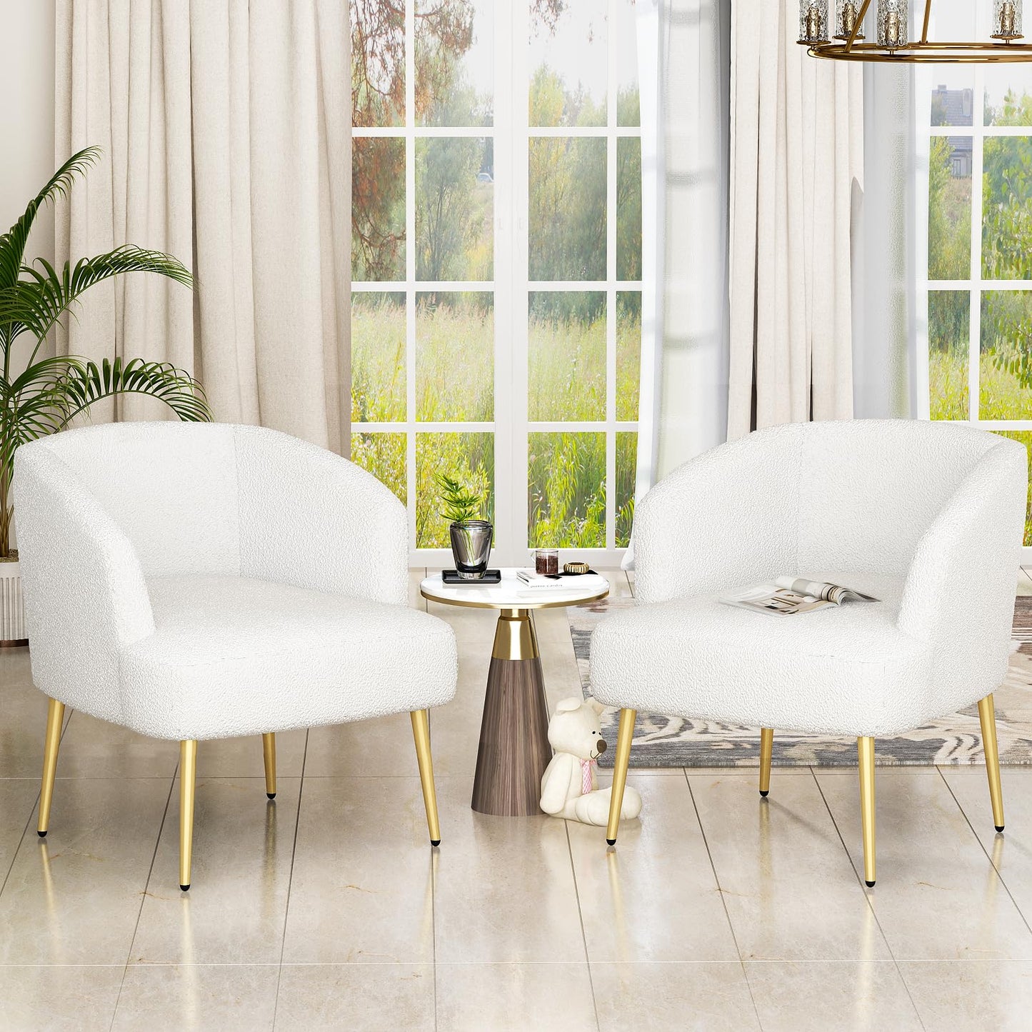 AWQM Sofa Chair with Armrests and Gold Legs