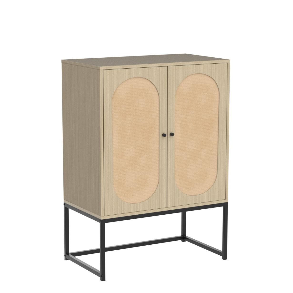 AWQM Rattan Sideboard Buffet Cabinet 2-Piece Set with Door Storage