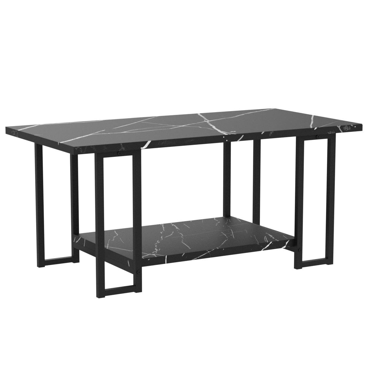 AWQM Marble Coffee Table, Faux Marble Top Rectangular Coffee Table