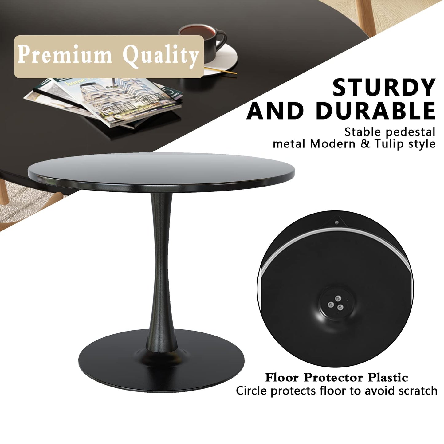 AWQM Round Dining Table, 31.5-Inch, Kitchen Table for 2-4 People