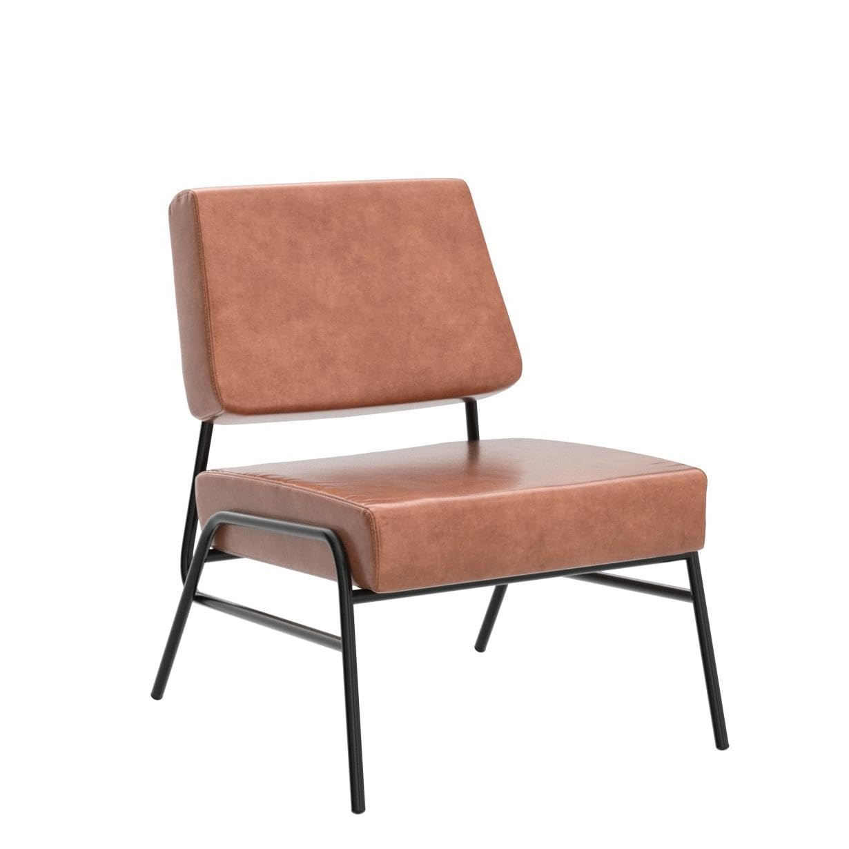 AWQM Mid-Century Modern Leather Armless Chair