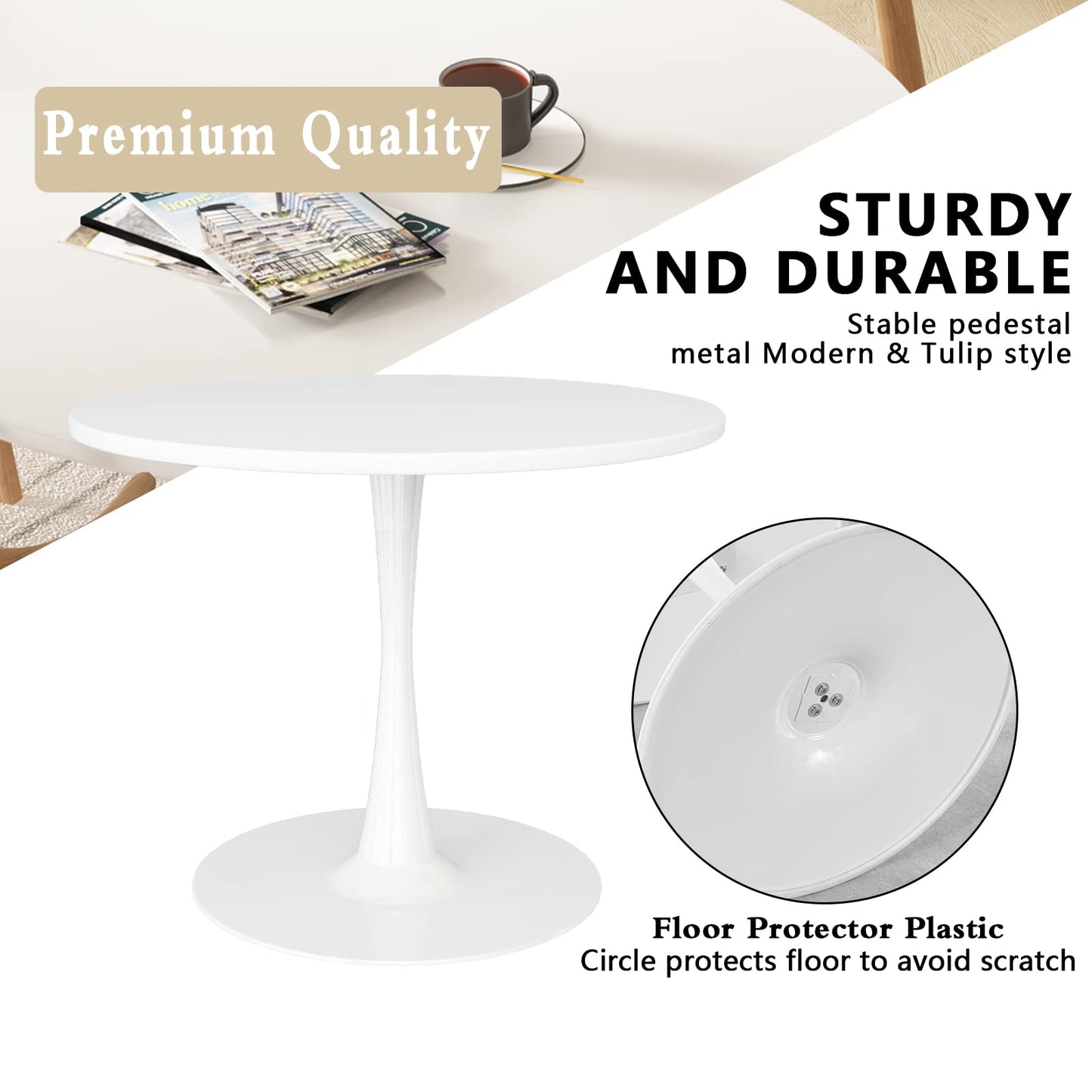 AWQM Round Dining Table, 31.5-Inch, Kitchen Table for 2-4 People