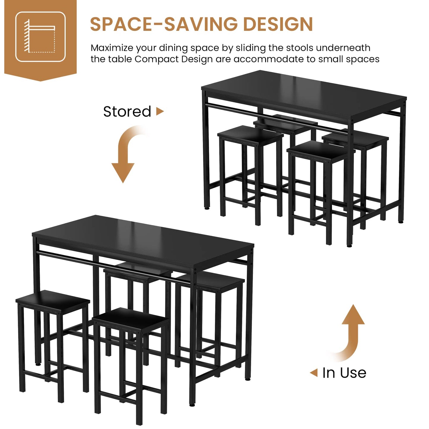 AWQM Modern Kitchen Industrial Dining Table and Chairs , Dining Table Set for 4