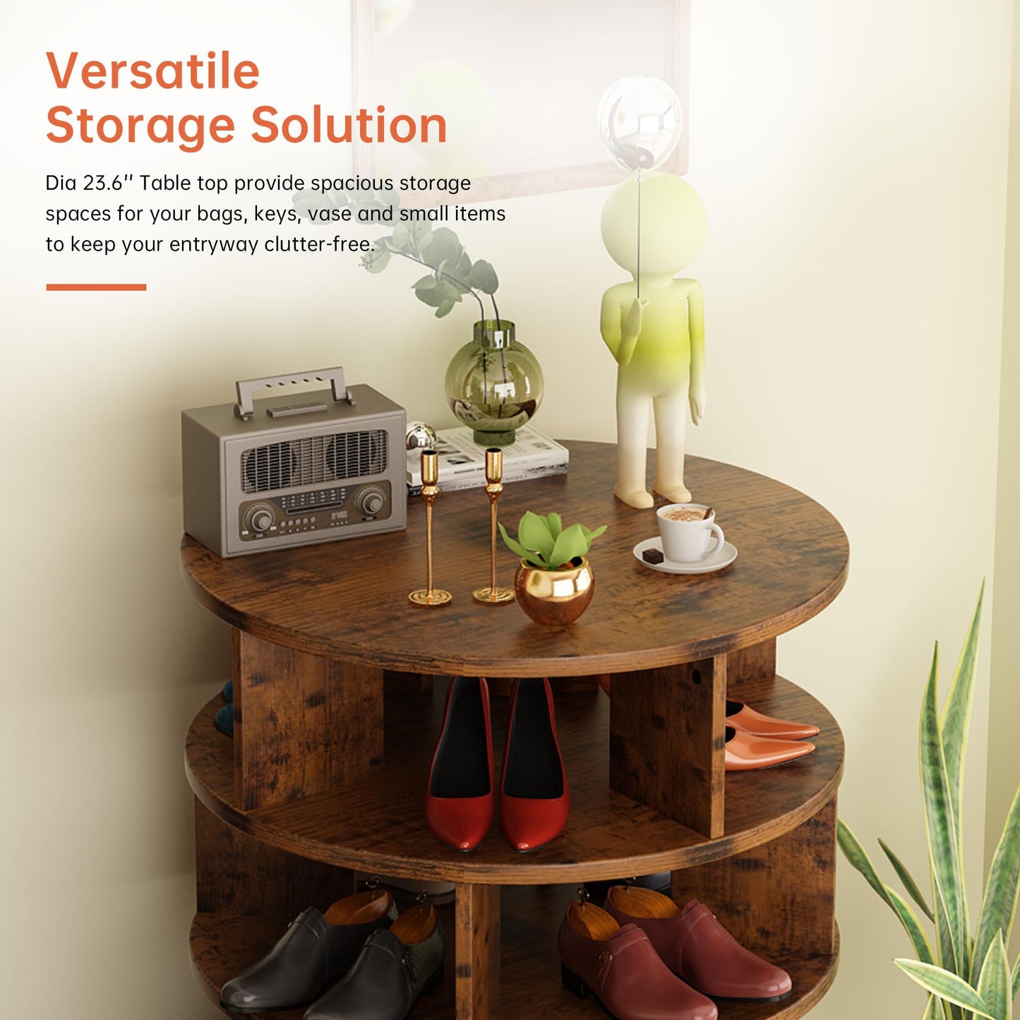 AWQM 4-Shelf Rotating Freestanding Shoe Cabinet 360° Rotating Shoe Rack Tower