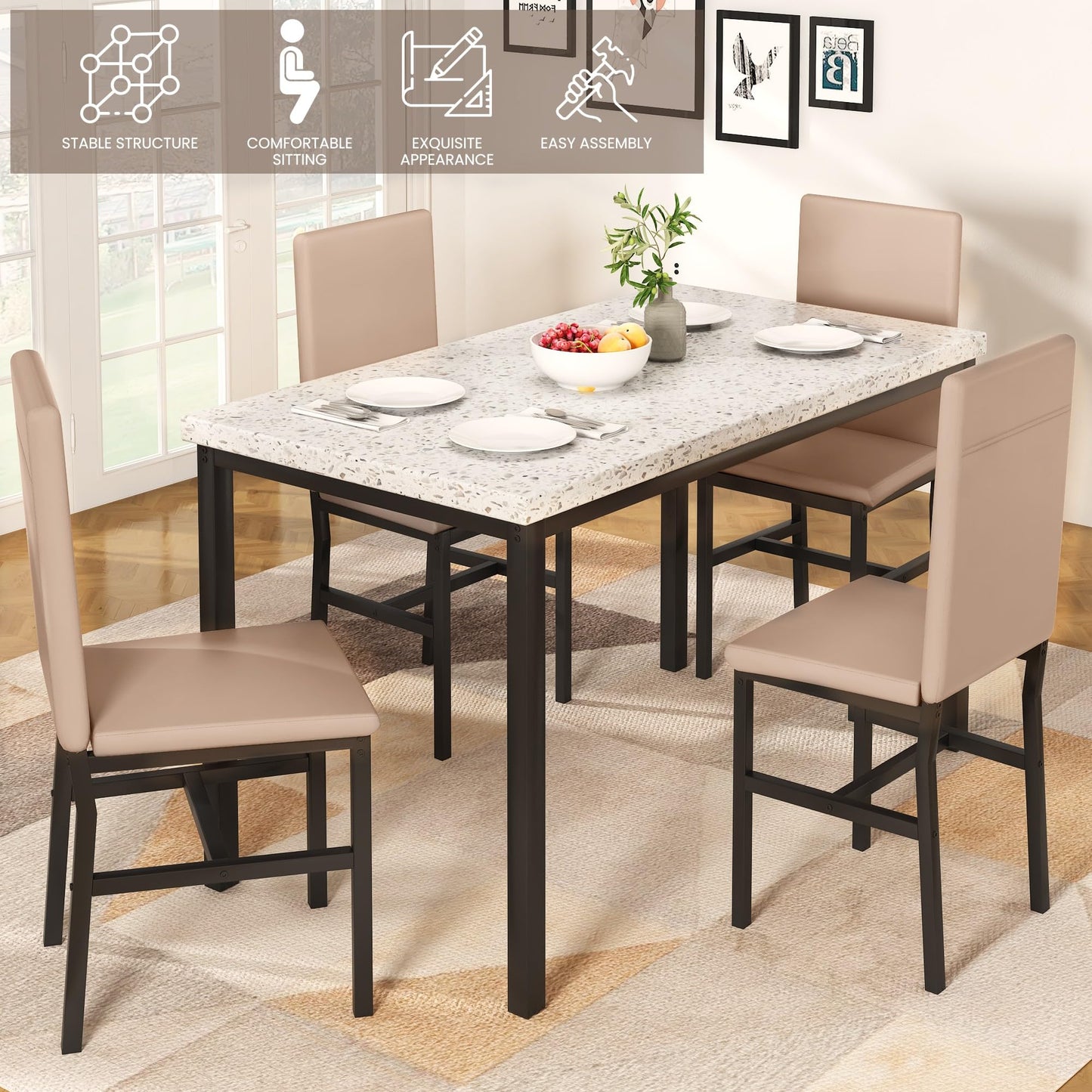 AWQM faux marble dining table and chairs
