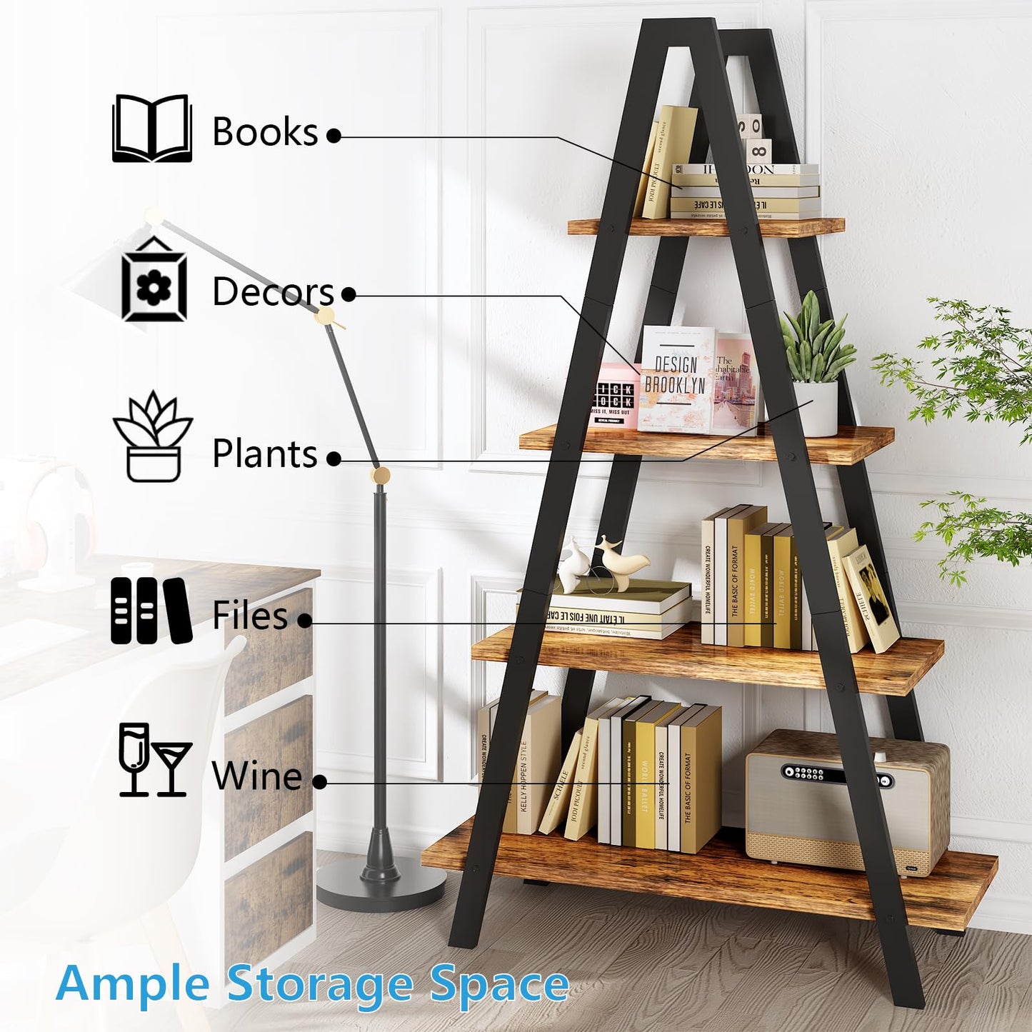 AWQM 4-story A-frame, industrial metal vertical ladder frame