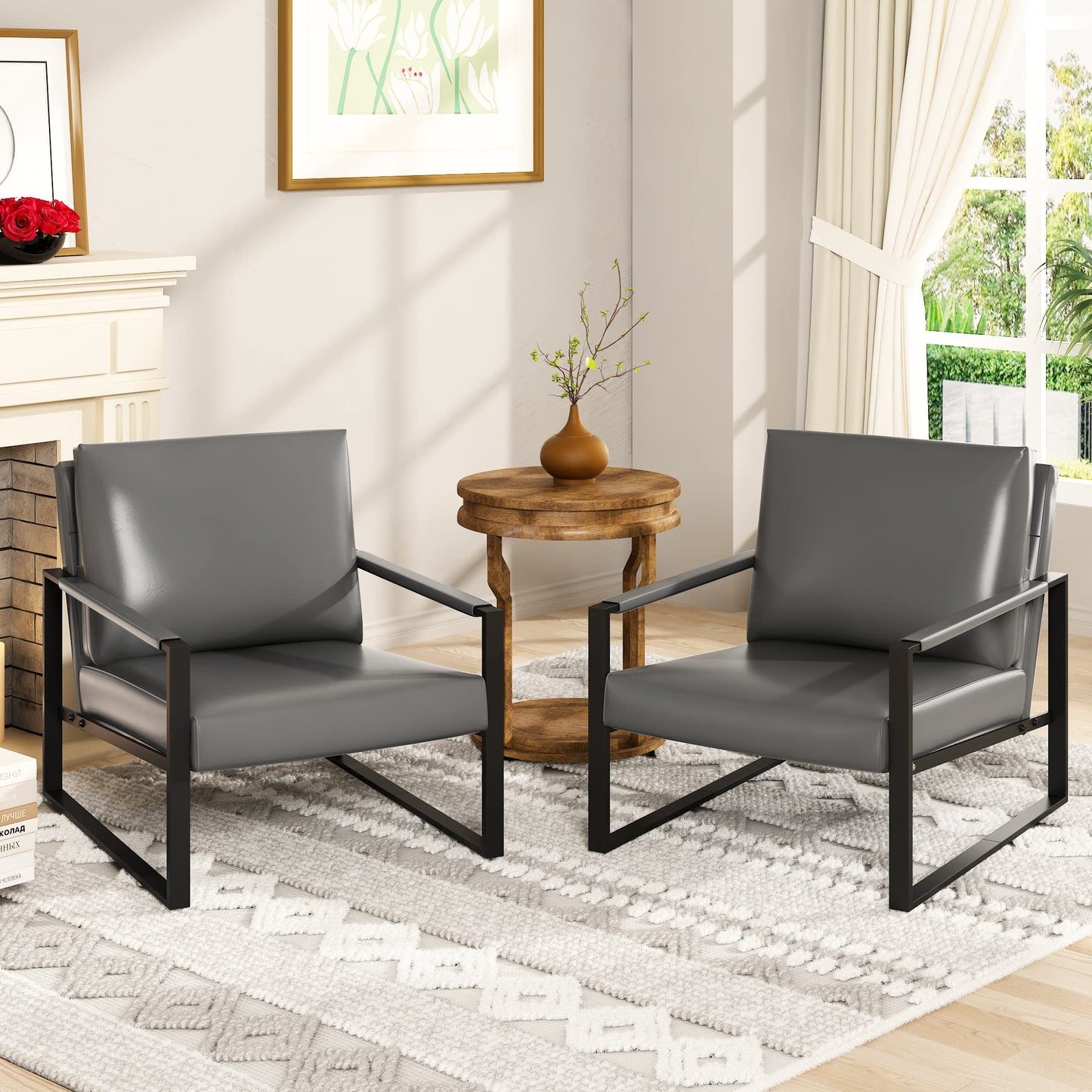 AWQM Leather Sofa Chair Thickened Upholstered Backrest Single Sofa Chair