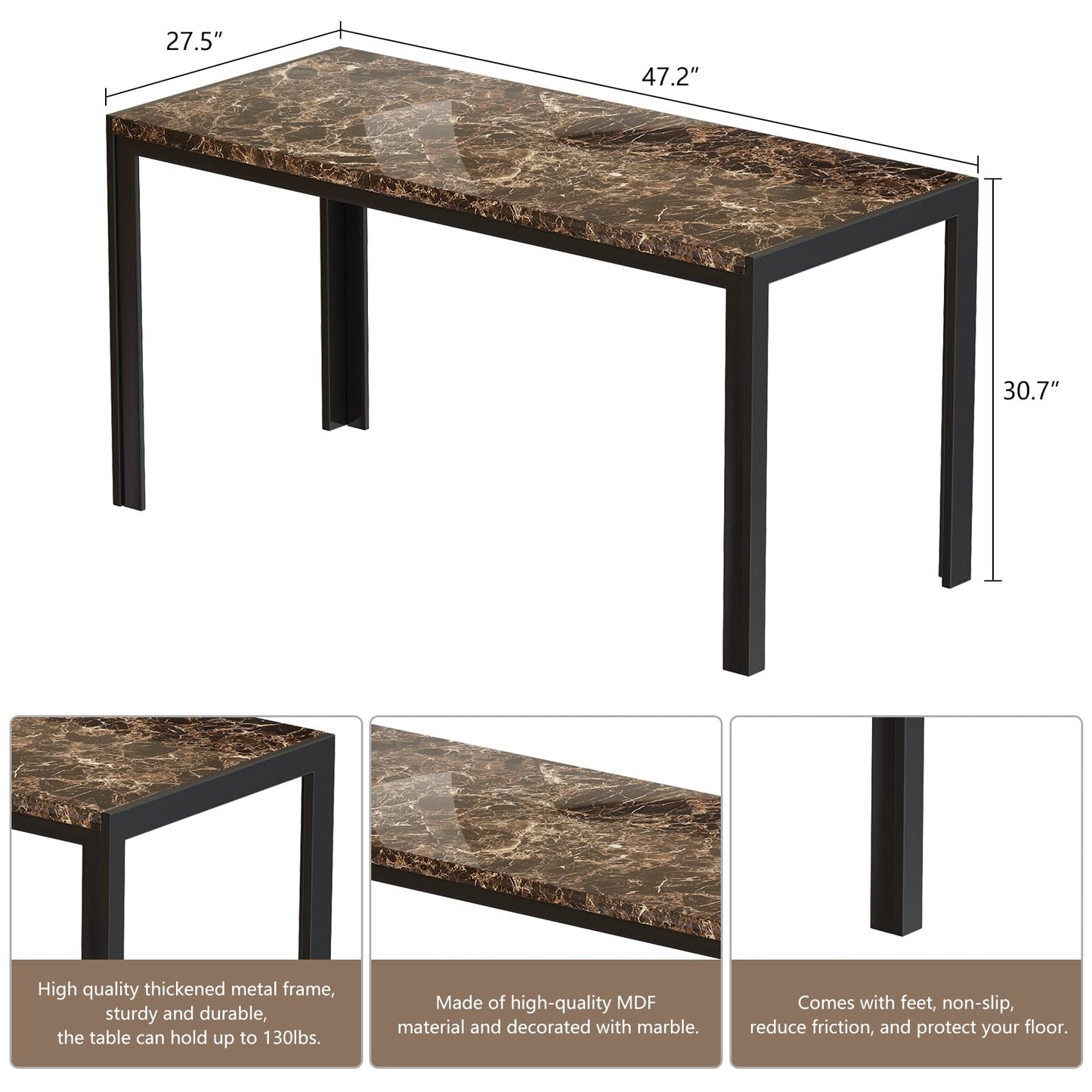 AWQM Marble Dining Table Set for 4 for 4 people