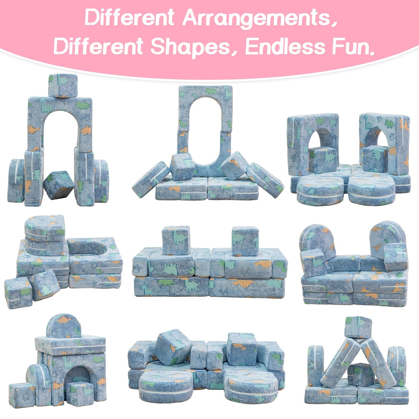 AWQM Glow-in-the-Dark Children's Sofa 8-Piece Set Modular Children's Play Sofa