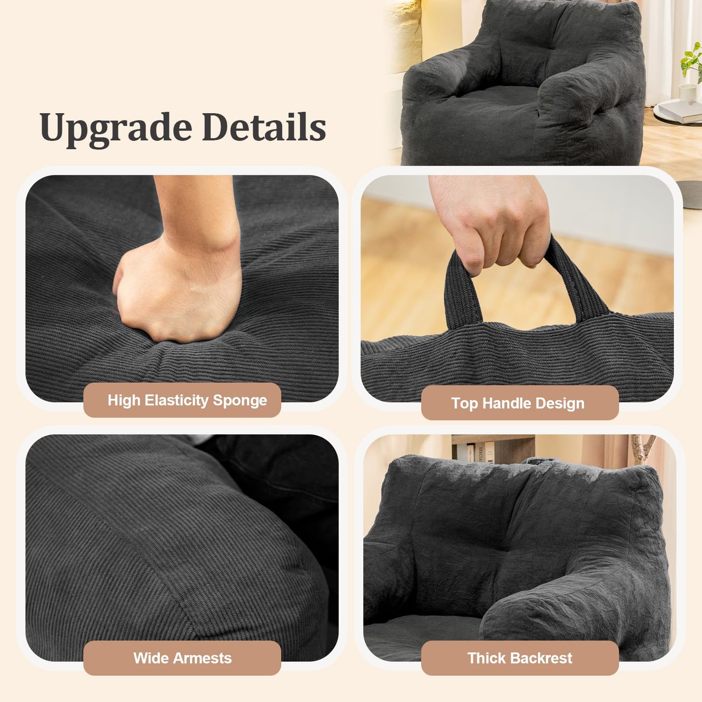 AWQM Bean Bag Chair, Lazy Boy Sofa for Gaming