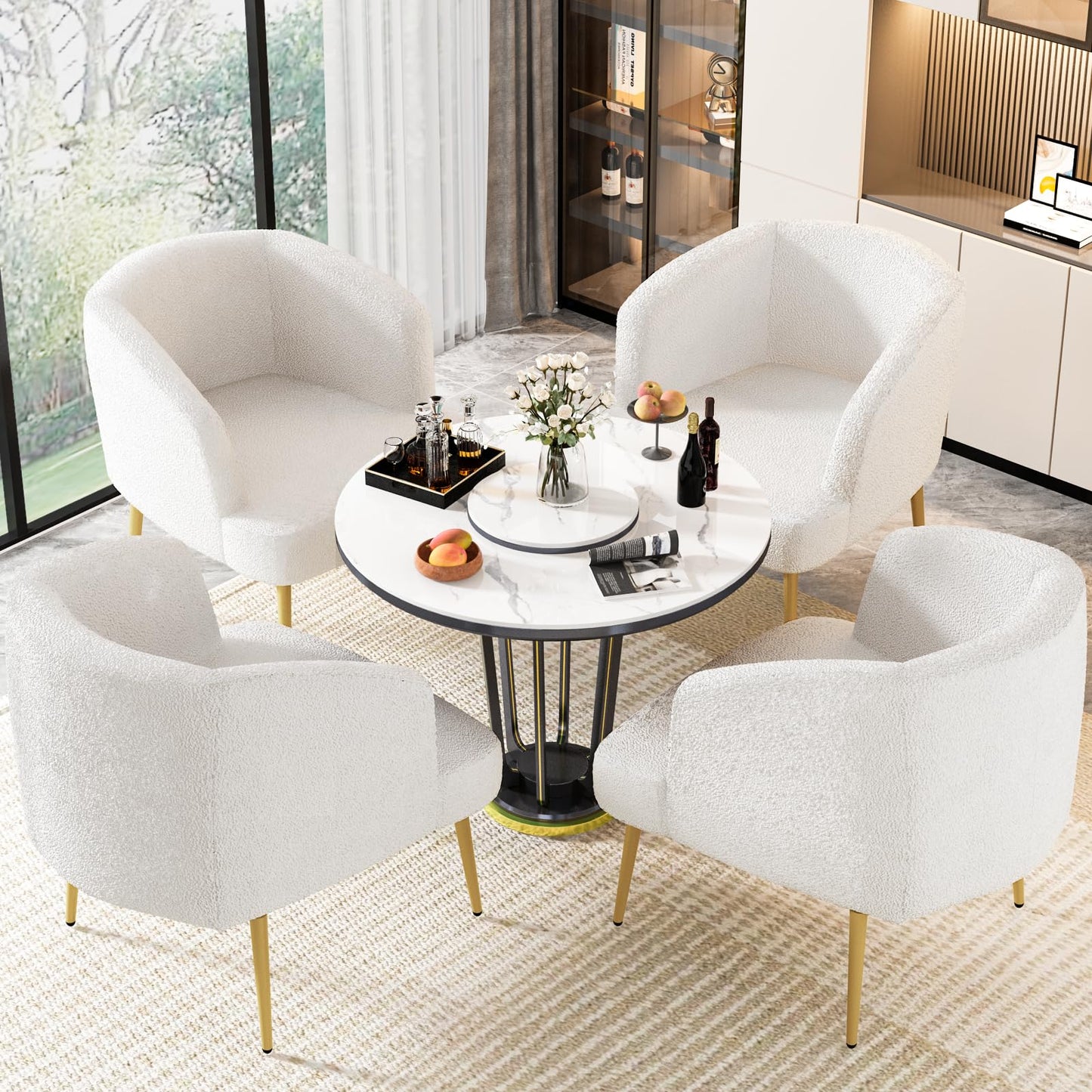 AWQM Sofa Chair with Armrests and Gold Legs