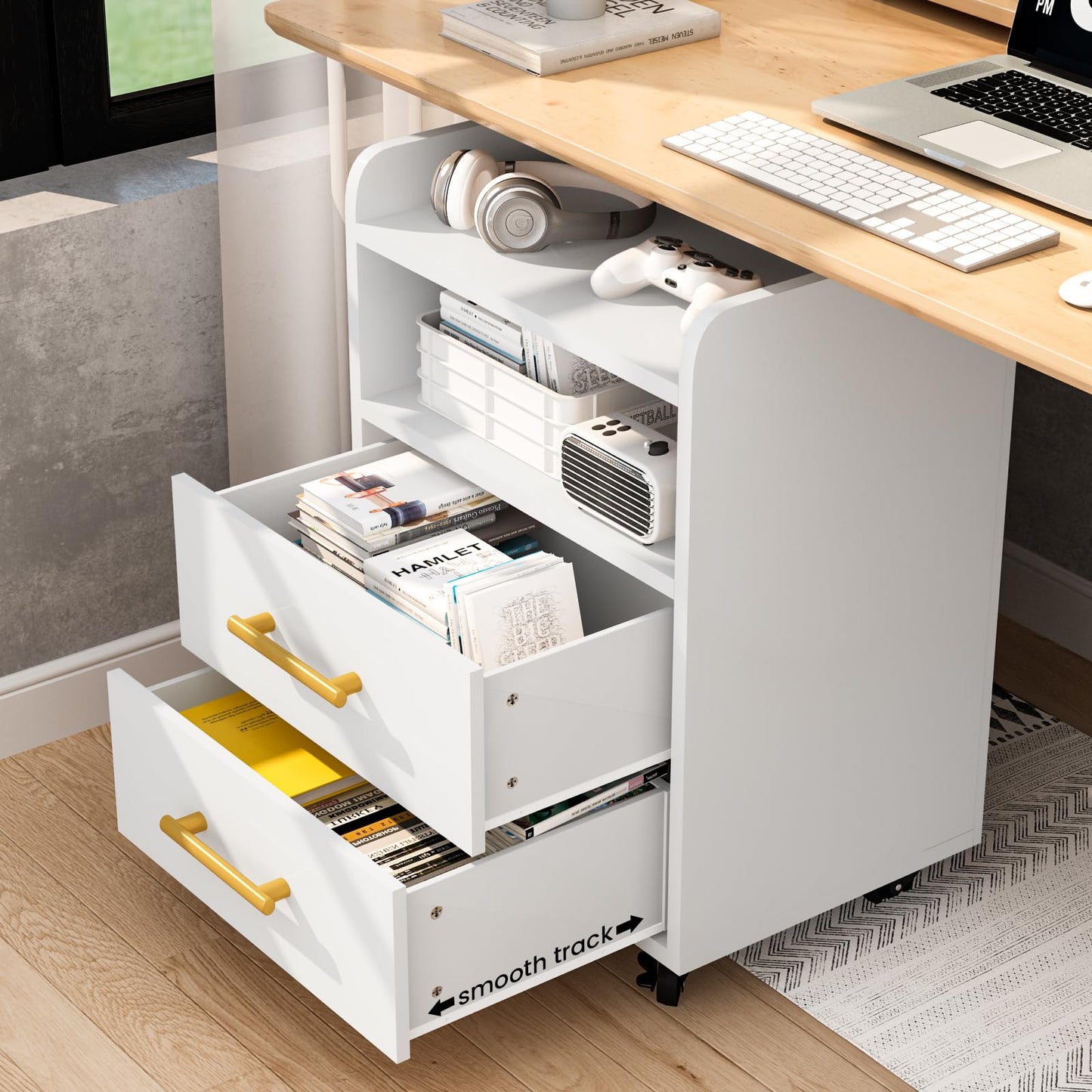 AWQM Drawer Vertical File Cabinet with Open Shelf Office Storage