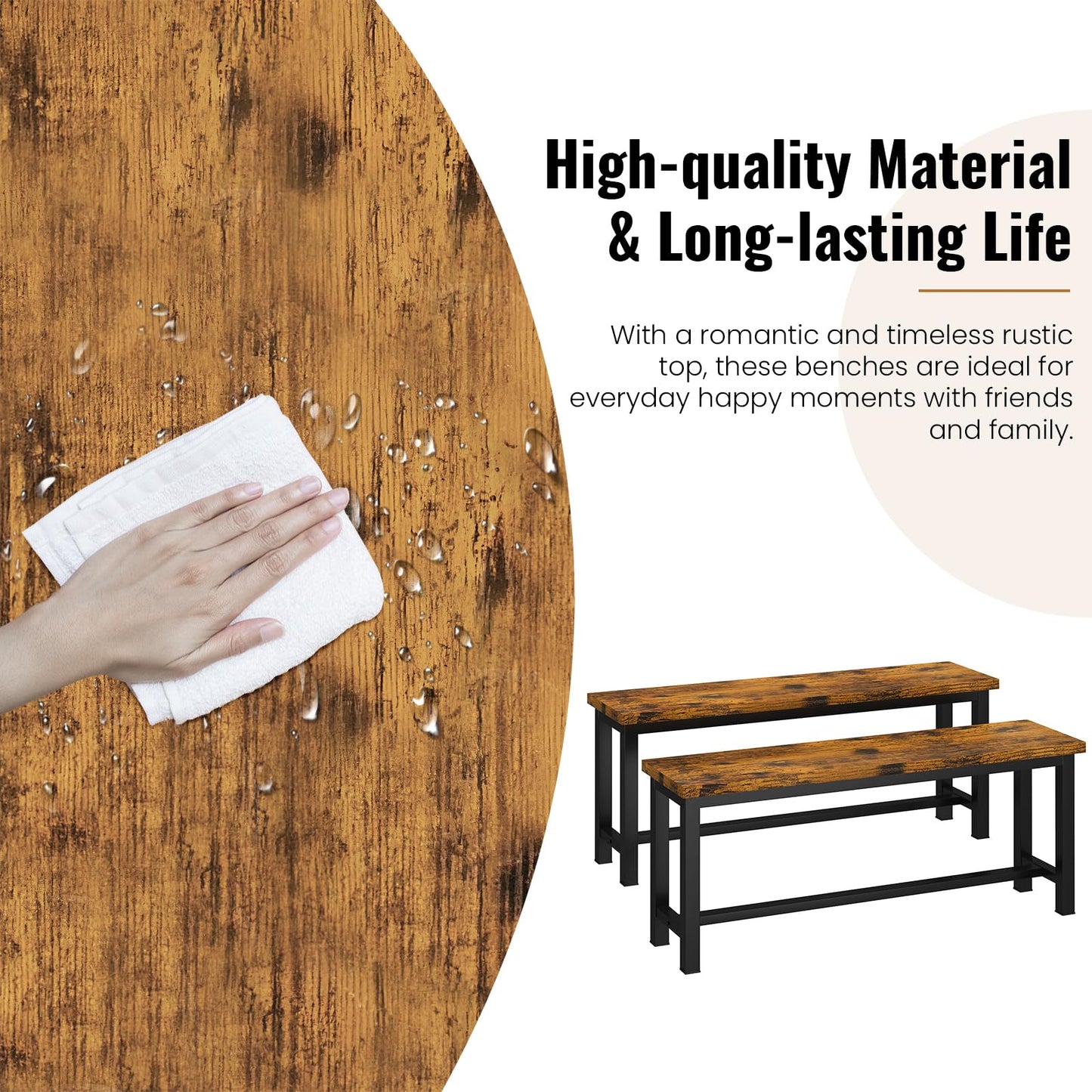 AWQM Kitchen Bench, Pair of 2 Dining Chairs