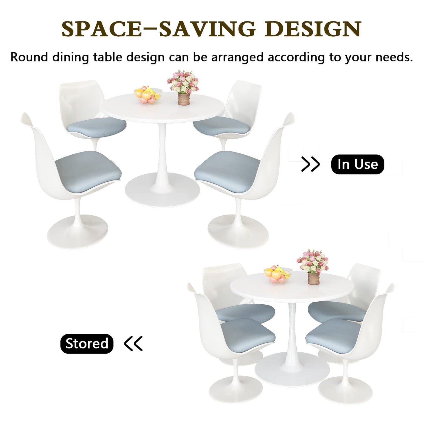 AWQM Round Dining Table, 31.5-Inch, Kitchen Table for 2-4 People