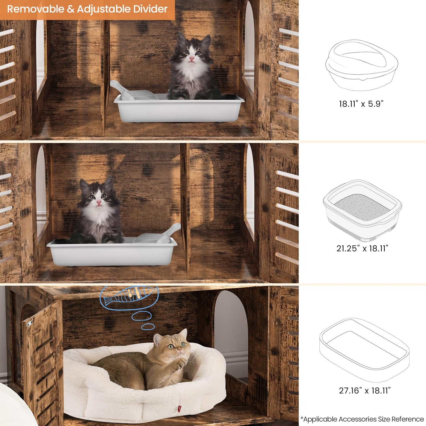 AWQM Cat Tree with Litter Box Enclosure Partition Hidden Litter Box