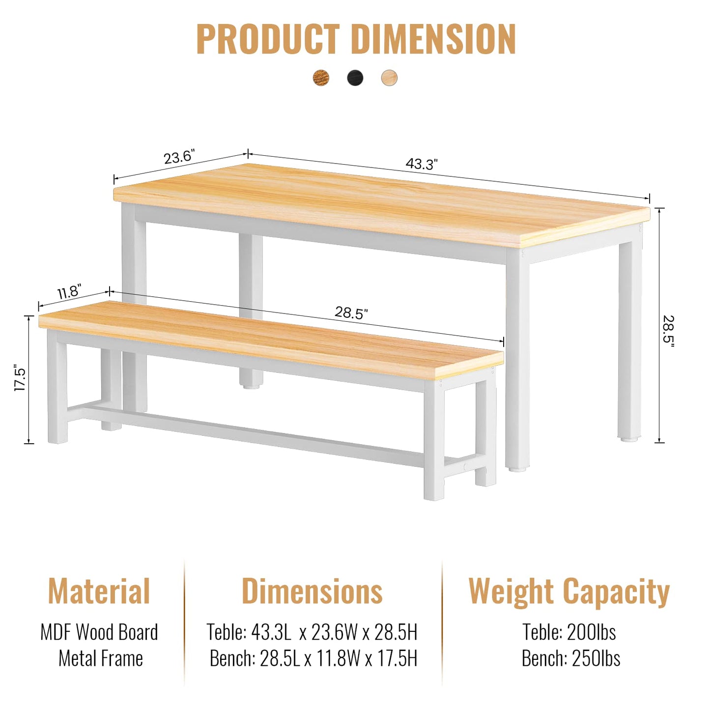 AWQM Kitchen Industrial Dining Table Set, Dining Table for 2-4