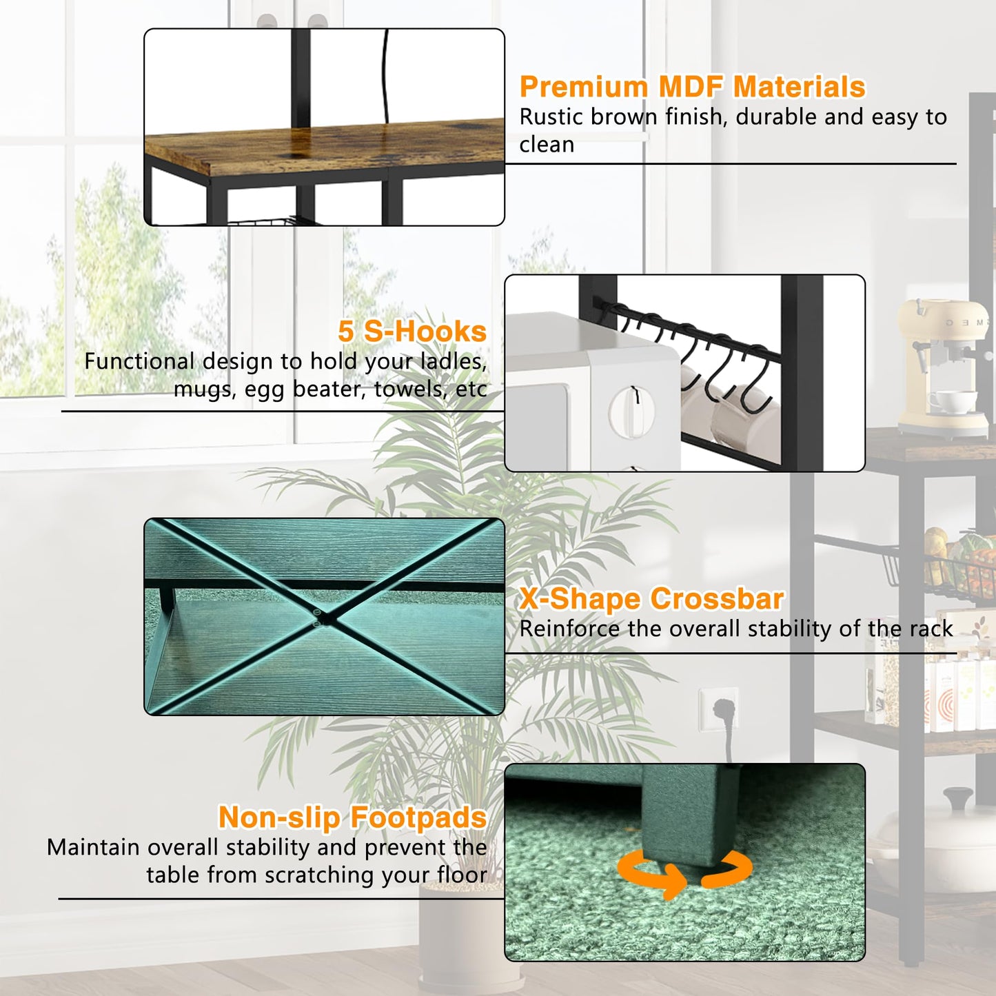 AWQM Storage Kitchen Baking Rack with Power Socket